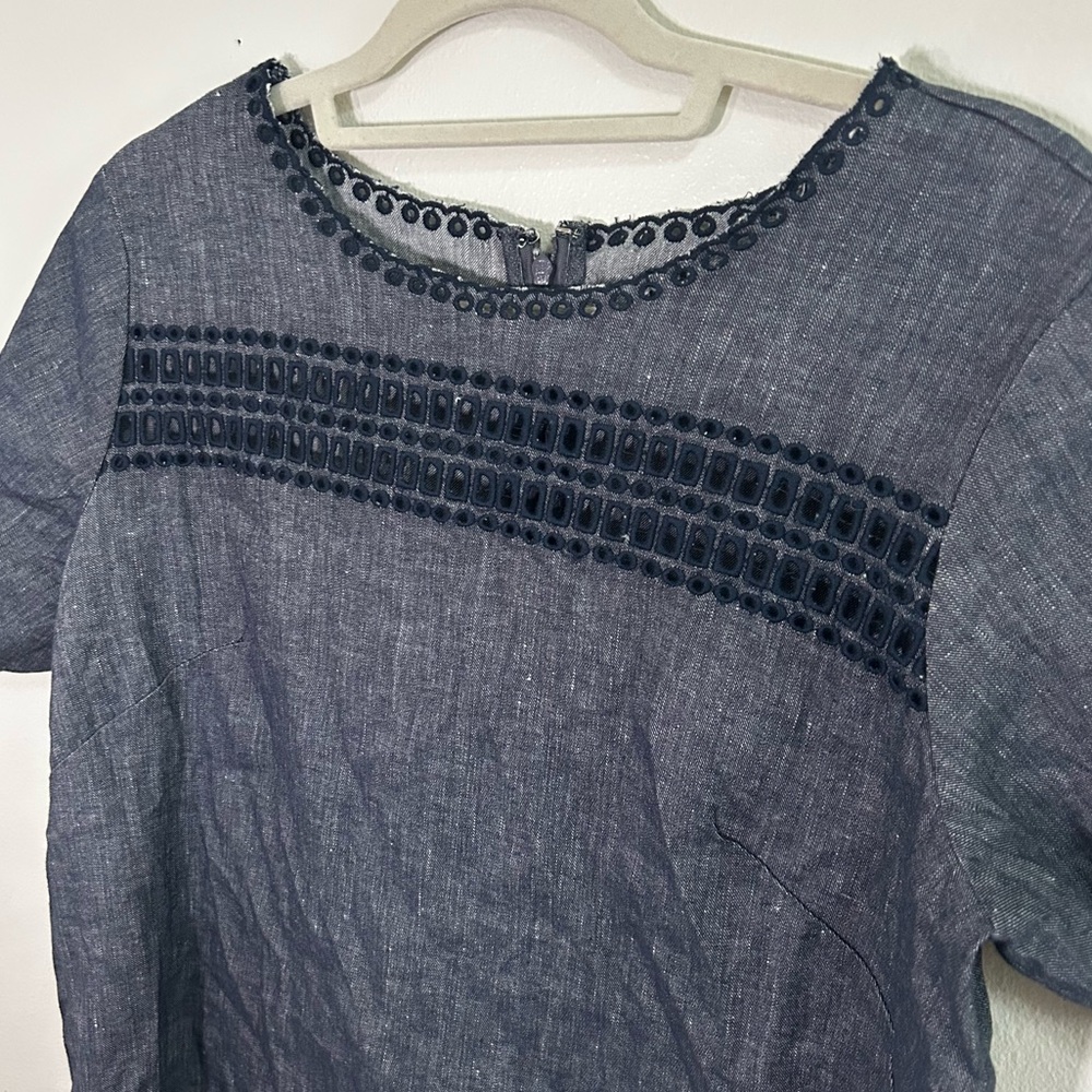 Ann Taylor Linen blend embroidered detailing shift dress - Picture 5 of 7